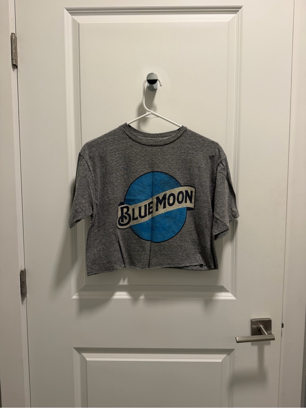 Savvy Gray Crop Tee with Blue Moon Graphic